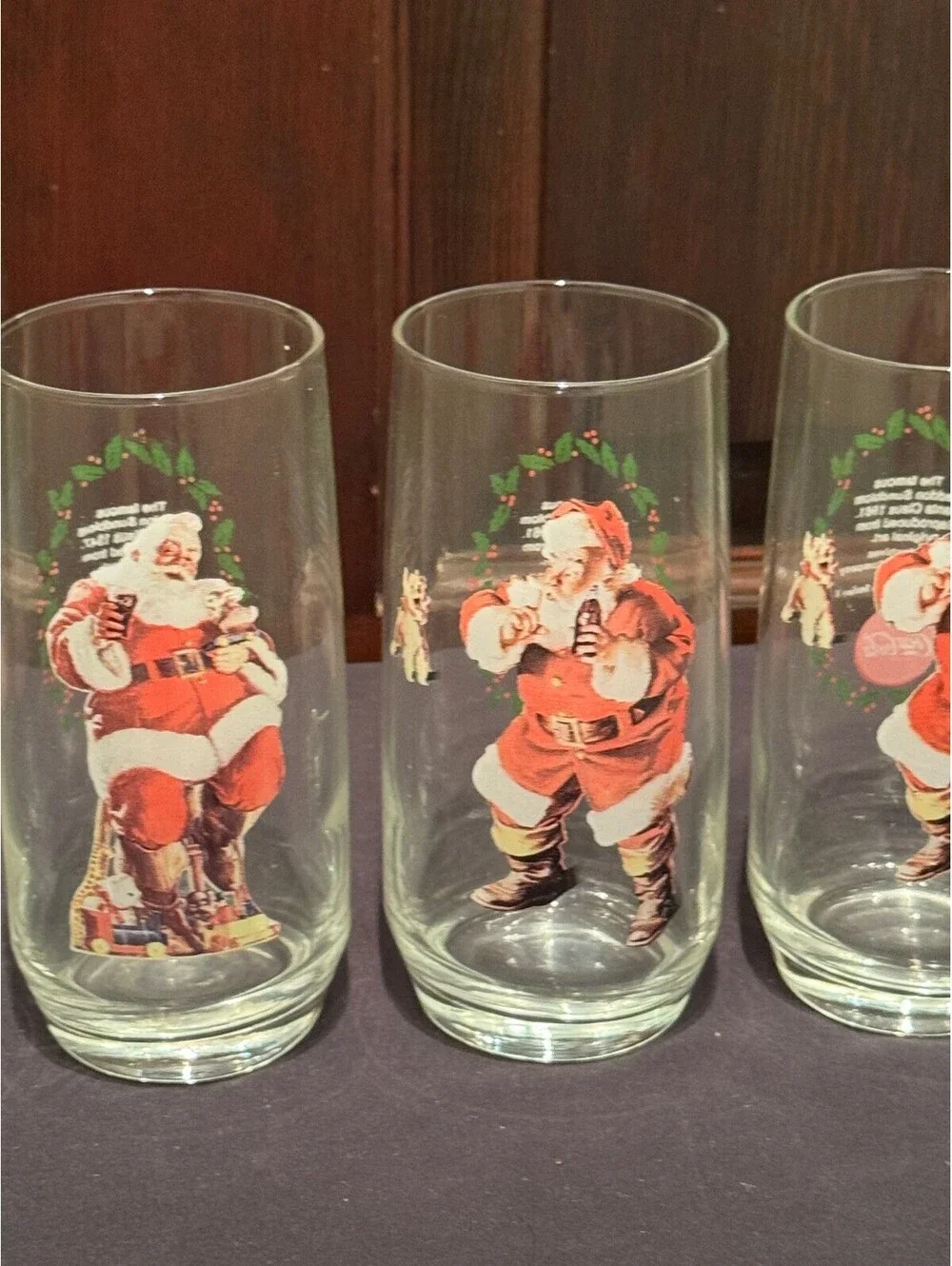Vintage Coca-Cola Santa Claus Glasses Set of 5